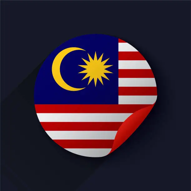 Vector illustration of Malaysia Flag Sticker Vector Illustration