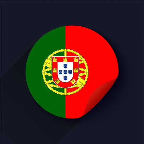 Vector illustration of Portugal Flag Sticker Vector Illustration