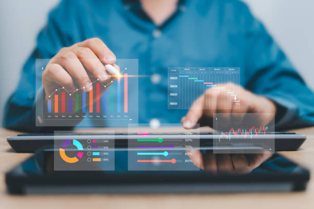 istock Target marketing plan analysis chart strategic concept, Businessman use tablets show growth Financial analysis of digital augmented reality graphics, Stock, Work plan, financial data long-term target 1946075522