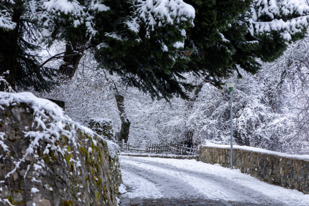 Snow landscape in Dardha village, Korça
