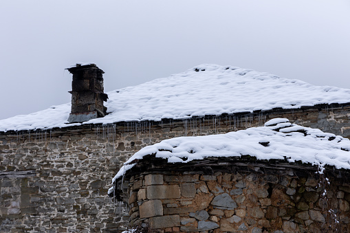 Snow landscape in Dardhe village, Korça