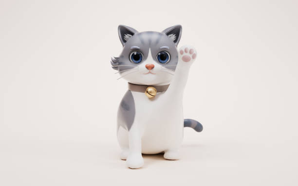 istock 3D cartoon style cute cat, 3d rendering. 1946178446