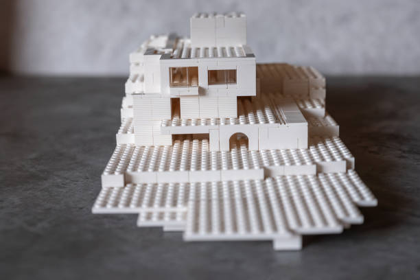 modern house model made of blocks represents modern house structure as architecture student project