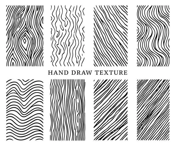 Vector illustration of Hand drawn line vector background set black color