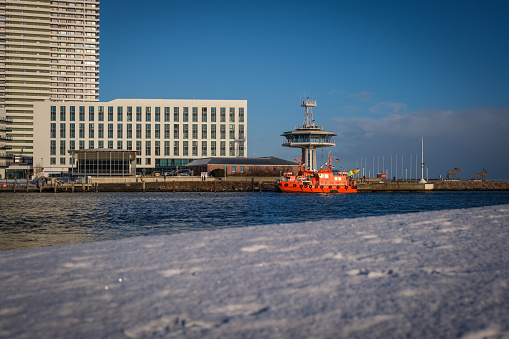 a pilot boat in the harbor of the Bay of Luebeck