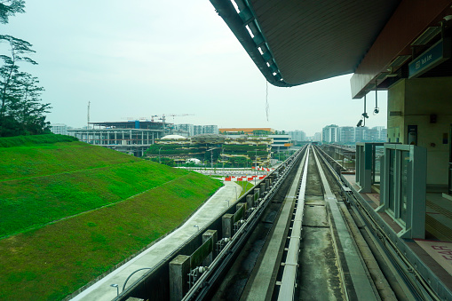 view from the Light Rail Transit LRT over the city of Singapore