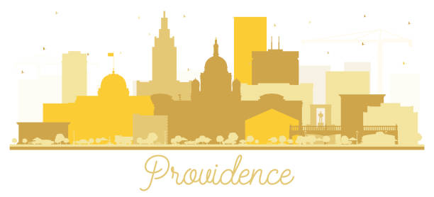 Providence Rhode Island City Skyline Silhouette with Golden Buildings Isolated on White. Providence USA Cityscape with Landmarks. Tourism Concept with Modern Architecture. Providence Rhode Island City Skyline Silhouette with Golden Buildings Isolated on White. Vector Illustration. Providence USA Cityscape with Landmarks. Tourism Concept with Modern Architecture. providence house stock illustrations