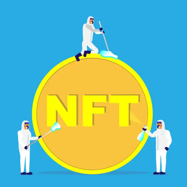 Vector illustration of Cleaning up NFT