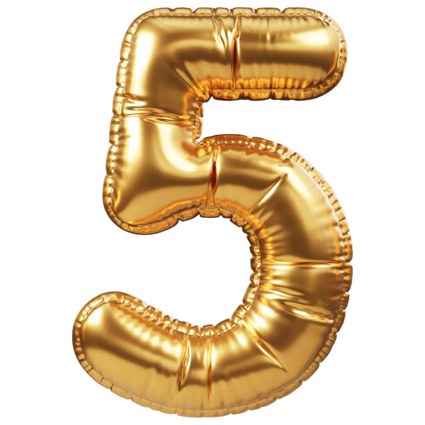 Gold Balloon 3D Number 5