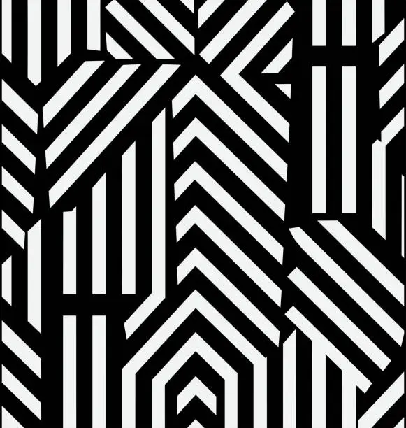 Vector illustration of abstract black and white stripes pattern vector file, in the style of dark black and dark beige, black-and-white block prints, elaborate, modern, contrasting