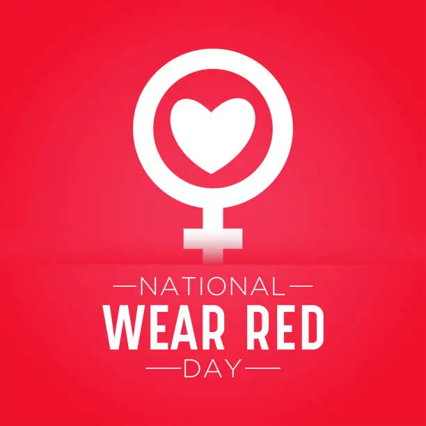 Vector illustration of National Wear Red Day celebrated every year on February 2. Vector illustration on the theme of Wear Red Day. Vector Template for banner, greeting card, poster and background design.