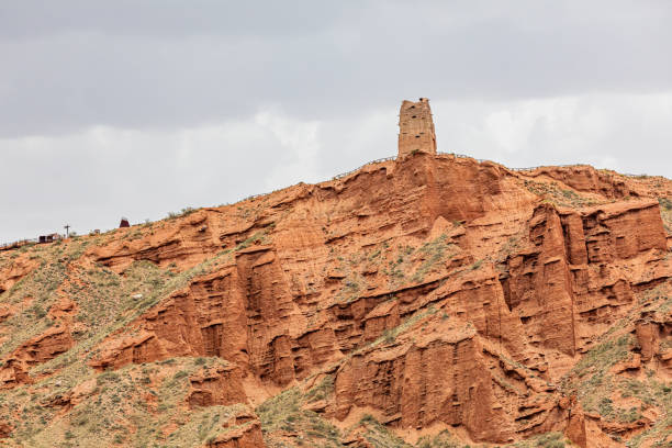 Red and arid valleys China, Xinjiang, Aksu, Tianshan Tuoermu Grand Canyon tower of god stock pictures, royalty-free photos & images