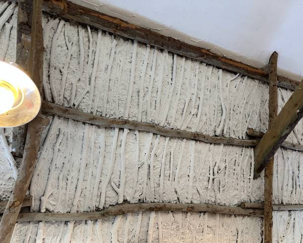 Thatched Roof inside view stock photo