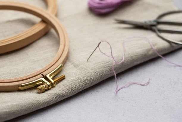 istock Embroidery hoop, fabric, thread and other accessories 1946926154