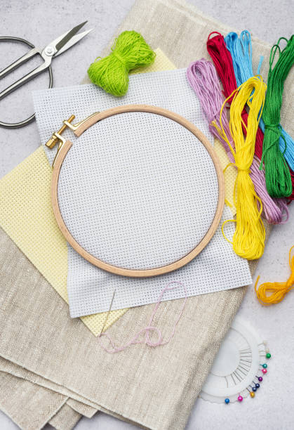 istock Embroidery hoop, fabric, thread and other accessories 1946926159