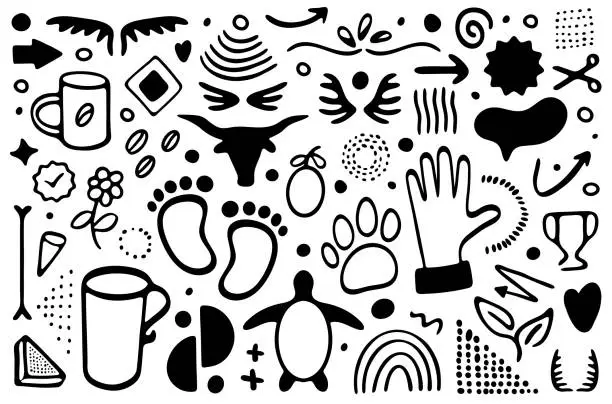 Vector illustration of Various Doodle Drawings