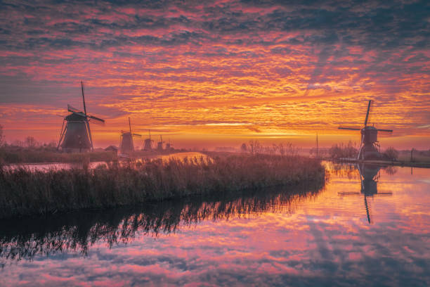 Beautifull sky at the winmills of kinderdijk