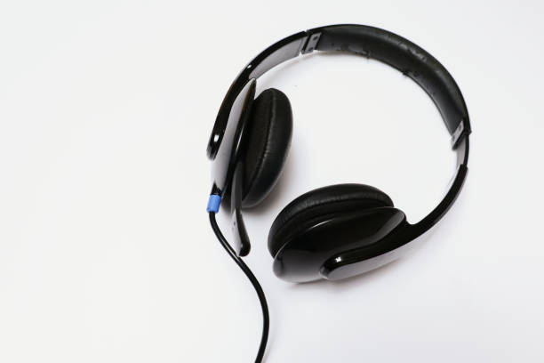 istock headphone isolated on white. Copy space and technology concept 1947012078