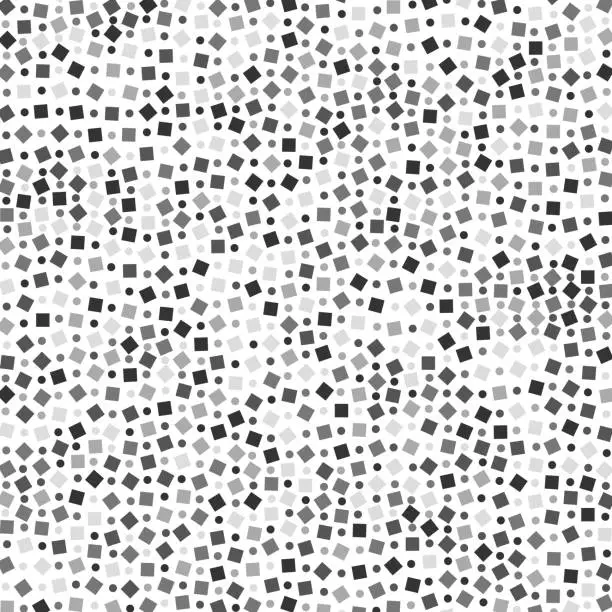 Vector illustration of Uneven gray grid pattern of circles and squares