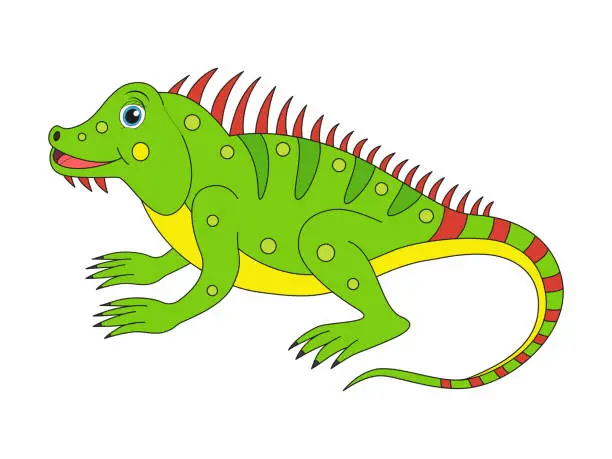 Vector illustration of Cute cartoon iguana