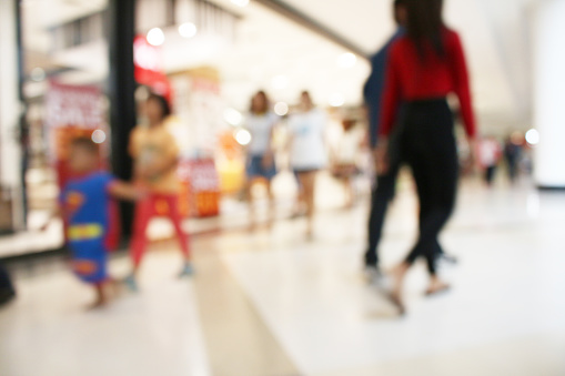 People in the mall blurred