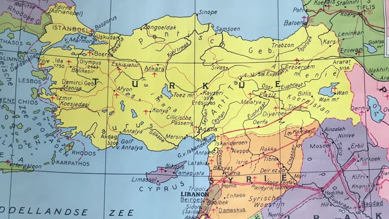 Vintage turkey map 4k stock footage