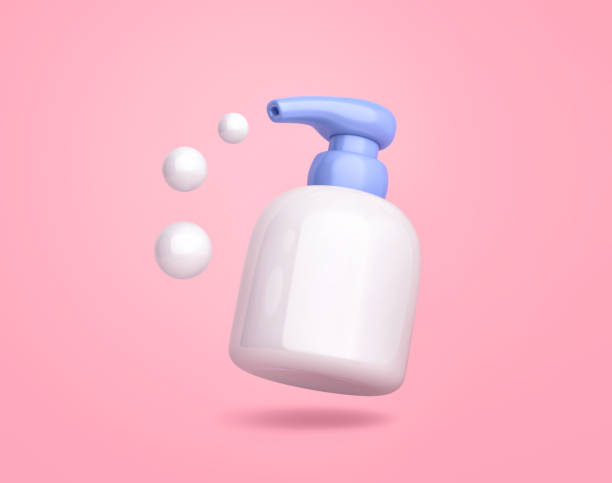 istock Bottle with liquid soap, moisturizing cream isolated on pink background. Clipping path included 1947106334