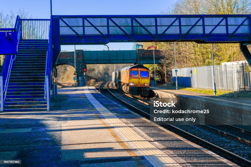 Freight Train A Rocking A Freightliner Locomotive Is Pulling A Goods Freight Train With ...