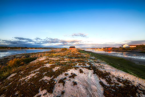 Evening at the rock called «Jomfruland» on the beautiful island of Herføl in Hvaler, Norway