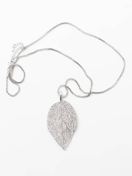 istock Pendant on a silver chain isolated on a white background 1947134625
