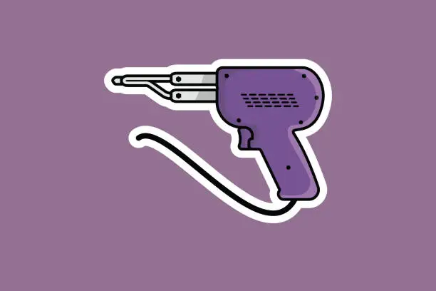 Vector illustration of Electric Soldering Gun Tool Sticker vector illustration. Repairing hand tool object icon concept. Weller dual heat professional soldering gun sticker vector design.