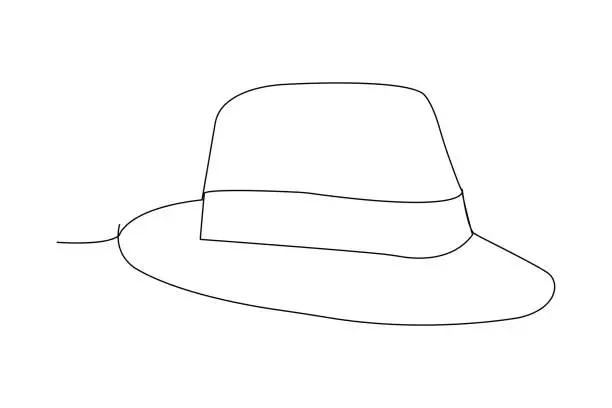 Vector illustration of Continuous line drawing of a hat