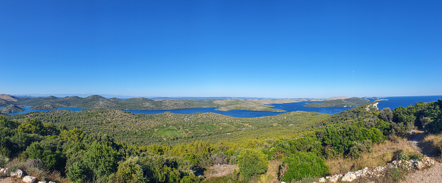 Telascica - panoramic view onNational park in Dugi otok island. In background Kornati islands. Croatia