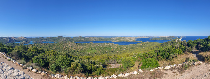 Telascica - panoramic view onNational park in Dugi otok island. In background Kornati islands. Croatia