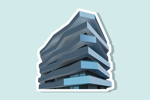 House Building Sticker vector illustration. Building and landmark object icon concept. Beautiful minimalist home front view with roof sticker design logo with shadow.