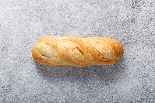Bread, white baguette, top view