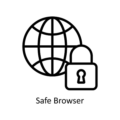 Safe Browser  vector  outline icon style illustration. EPS 10 File