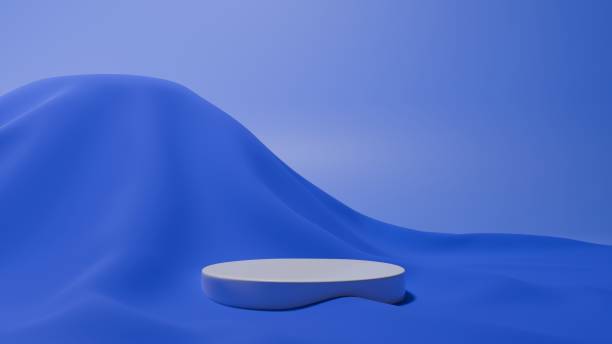 istock 3D Rendering Blue abstract background with white podium pastel showroom for product advertising 1947253460