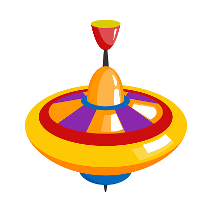 Children vector toy spinning top. Toys for the youngest children.