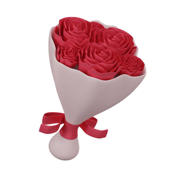 istock 3D Rose Bouquet Icon with Elegant Ribbon 1947280199