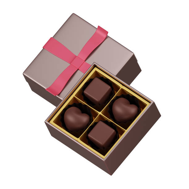 3d heart-shape chocolate with luxury box - february three dimensional shape heart shape greeting imagens e fotografias de stock