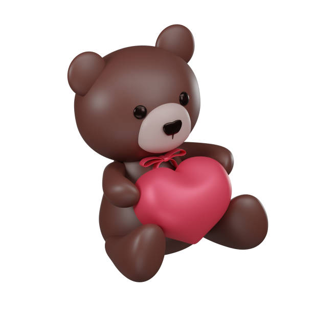 istock 3D Teddy Bear Holding a Heart with Pink Ribbon 1947280706