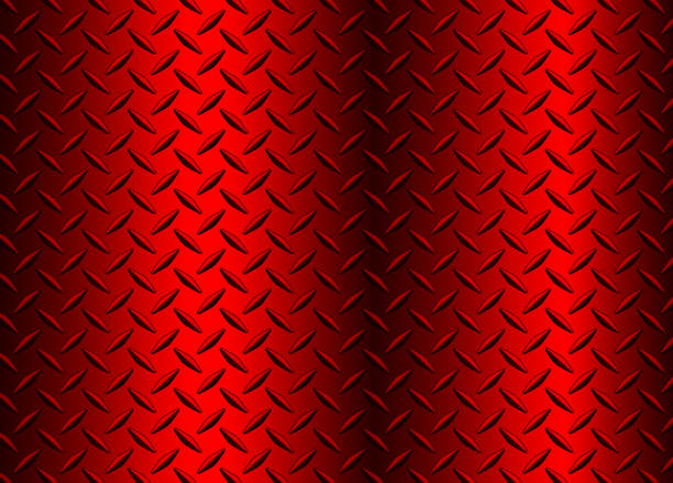 Red metal background with diamond plate texture pattern, shiny chrome texture. Red metal background with diamond plate texture pattern, shiny chrome texture, vector illustration. metallic red chrome pattern stock illustrations