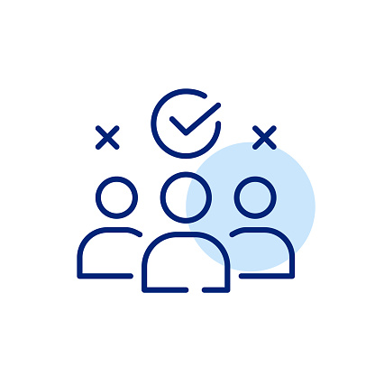 Choosing the right candidate to hire. Filling in vacancy through recruitment agency. Pixel perfect, editable stroke icon