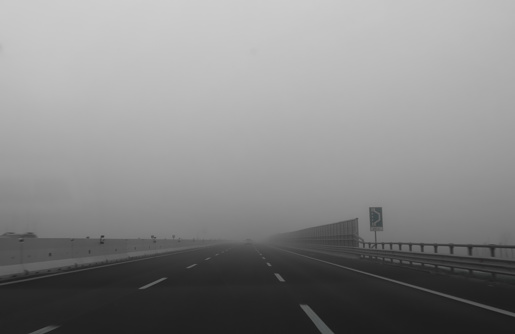 thick fog in the plain of Northern Italy and you need to drive carefully in winter