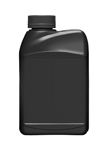 Black plastic gallon isolated on white background