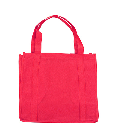 Red cotton bag on white background
