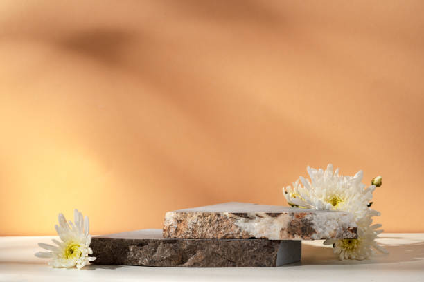 istock Stone display mockup for advertising against beige background 1947417269