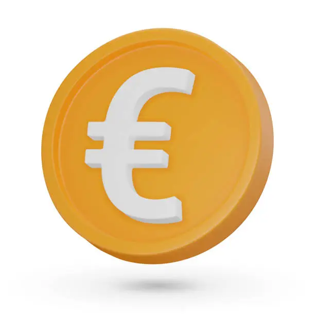 Vector illustration of 3D coin. Euro currency symbol, 3D icon. Vector sign isolated on a white background