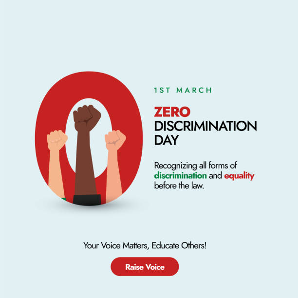 hari tanpa diskriminasi. 1 maret nol diskriminasi hari perayaan spanduk di latar belakang cyan muda dengan tangan warna yang berbeda melakukan pukulan udara. selamatkan nyawa: dekriminalisasi. konsep kesetaraan - 0 1 months foto ilustrasi stok